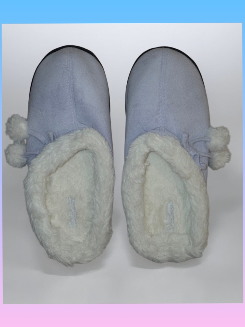 Dearfoams Women's Light Lavender Faux-Fur Lined Slip-On Slippers New Size 9